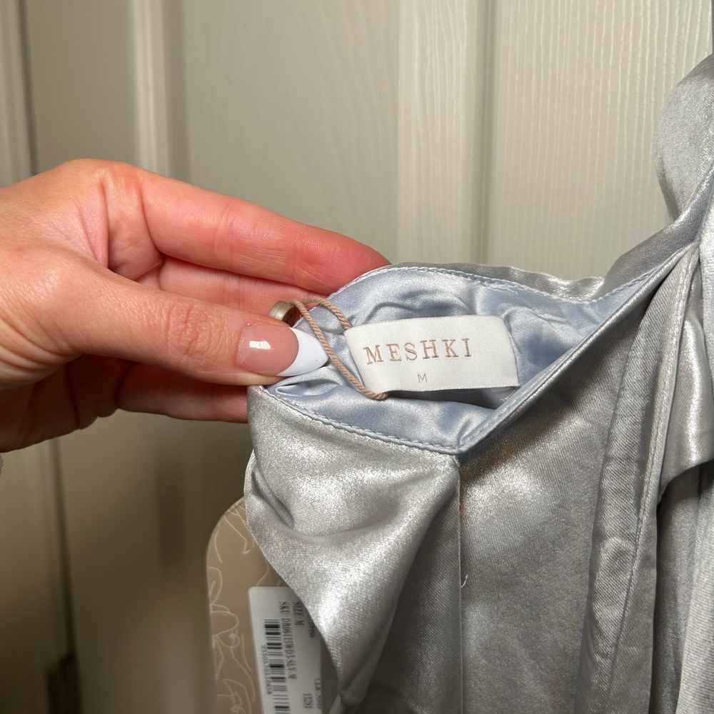Meshki Silver Satin Backless Dress - Picture 4 of 7